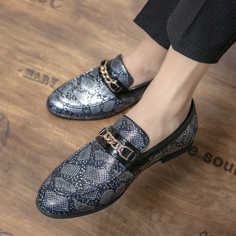 Men's Soft Shoes Men's Italian Casual Geometric Pattern Breathable Slip-on Loafers