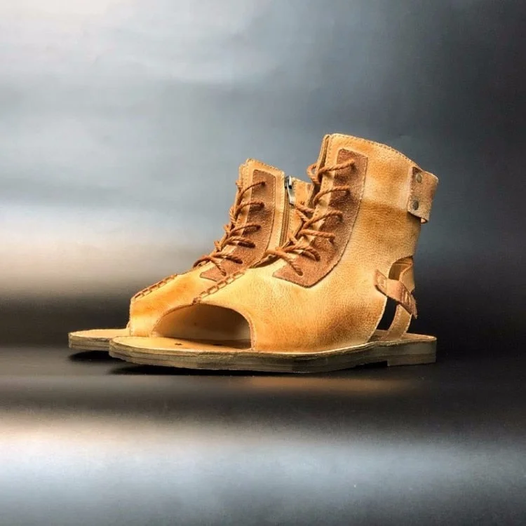 Men's Ergonomic Boots Men's Vintage Summer Open Toe High Top Gladiator Lace Up Flat Sandals Men's Ergonomic Boots Men's Vintage Summer Open Toe High Top Gladiator Lace Up Flat Sandals