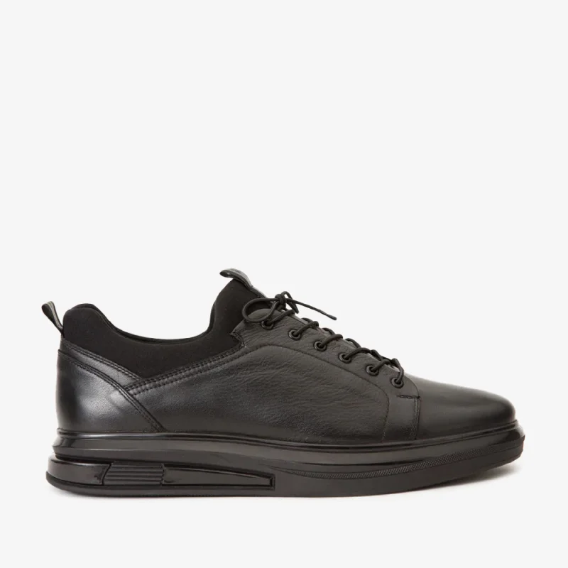 Men's Sporty Shoes The Vilnius Black Leather Men Sneaker Final Sale!