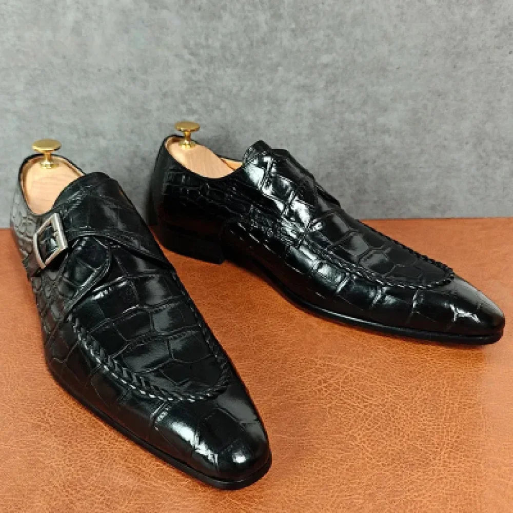 Men's Breathable Shoes Luxury Crocodile Print Genuine Leather Slip-on Office Dress Shoes for Men Men's Breathable Shoes Luxury Crocodile Print Genuine Leather Slip-on Office Dress Shoes for Men