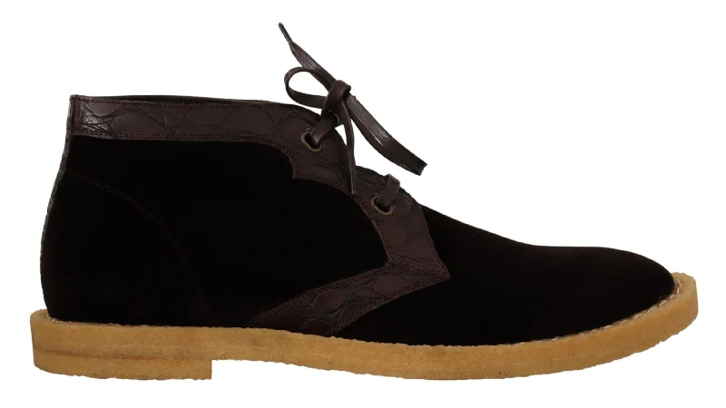 Men's Waterproof Boots Dolce & Gabbana Exotic Caiman Leather Ankle Boots in Men's Brown Men's Waterproof Boots Dolce & Gabbana Exotic Caiman Leather Ankle Boots in Men's Brown