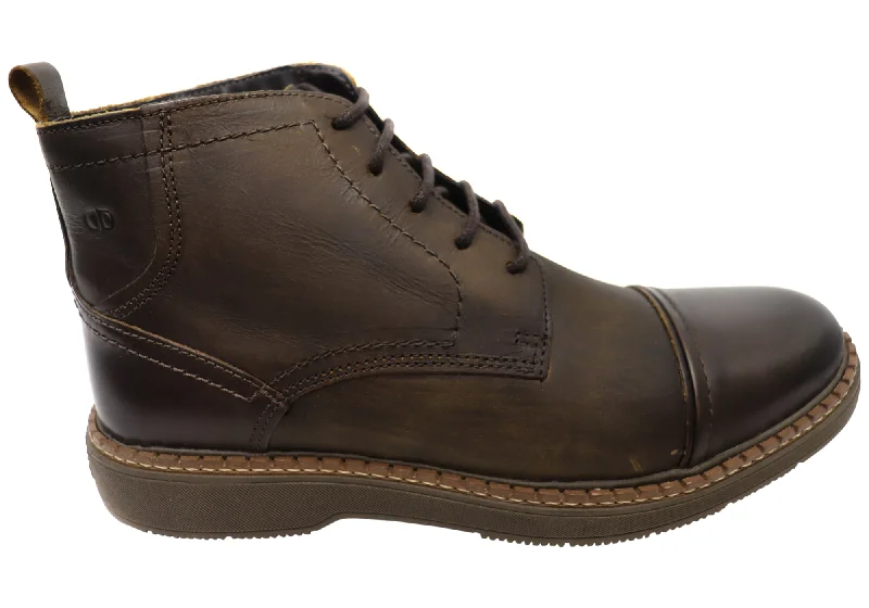 Men's Soft Shoes Democrata Newman Mens Brazilian Comfortable Leather Lace Up Boots