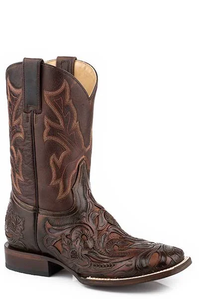 Men's Classic Shoes Stetson Mens Handtooled Wicks Boots Style 12-020-8872-3765