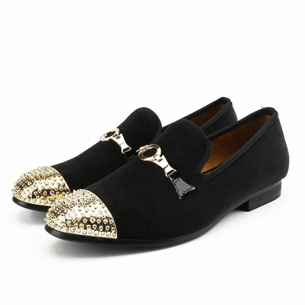 Men's Cozy Boots Men's Velvet Gold Buckle Toes Breathable Slip-On Handmade Loafers Men's Cozy Boots Men's Velvet Gold Buckle Toes Breathable Slip-On Handmade Loafers
