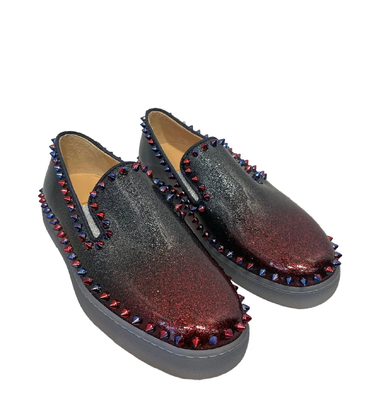 Casual  Shoes For Everyday Wear Christian Louboutin Low-Sneakers/EU 37/Iridescent/Others/MLT//RED AND BLUE SPIKE LOAFER