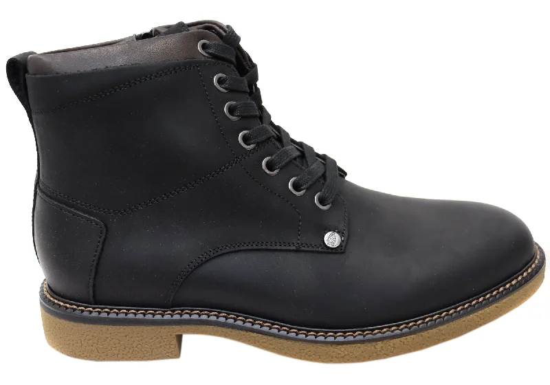 Men's Slip-Resistant Boots Hush Puppies Montreal Mens Wide Width Leather Lace Up Boots