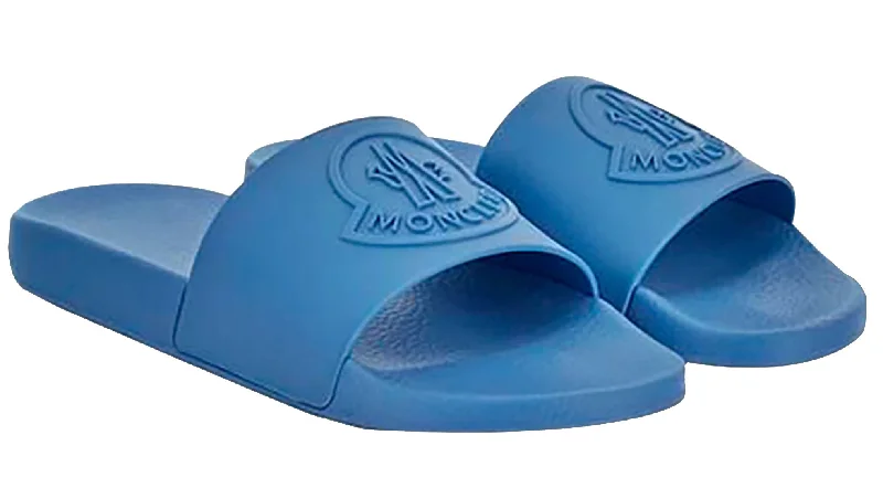 Men's Stylish Shoes Moncler Men's Basile Blue Rubber Slides
