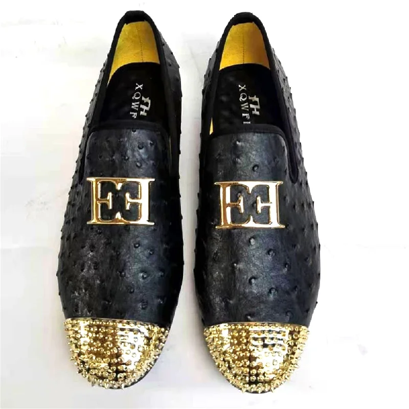 Men's Fashionable Shoes Men's Synthetic Leather Gold Metal Toe Breathable Slip-On Loafers Men's Fashionable Shoes Men's Synthetic Leather Gold Metal Toe Breathable Slip-On Loafers
