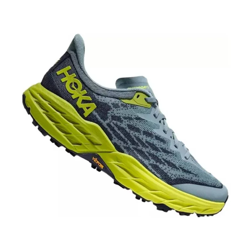 Fashion-Forward Shoes For Men HOKA Men's Speedgoat 5 - Stone Blue/Dark Citron