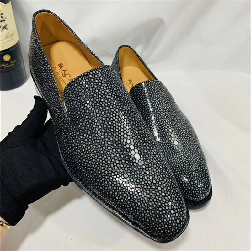 Men's Elegant Shoes Men's Handmade Authentic Stingray Leather Business Dress Shoes Men's Elegant Shoes Men's Handmade Authentic Stingray Leather Business Dress Shoes