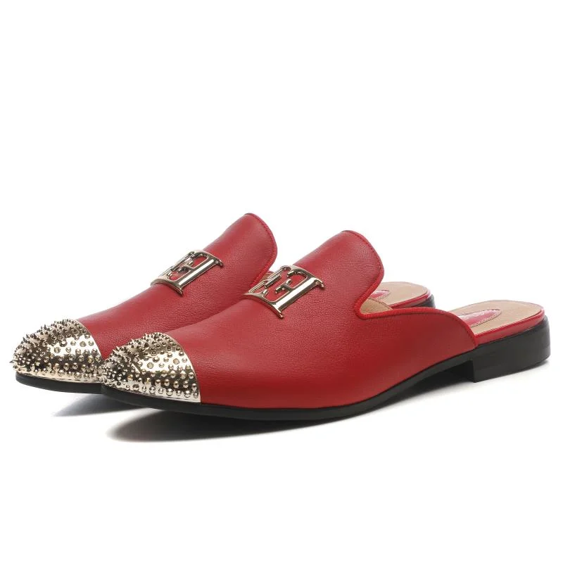 Seasonal Shoe Sale With Incredible Discounts Men's Synthetic Leather Metal Toe Street Style Handmade Casual Slippers Seasonal Shoe Sale With Incredible Discounts Men's Synthetic Leather Metal Toe Street Style Handmade Casual Slippers