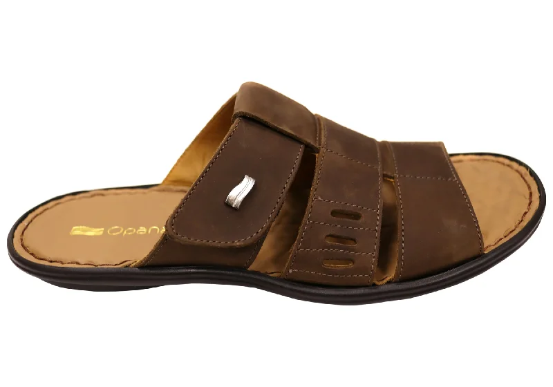 Men's Reinforced Sole Shoes Opananken Andrew Mens Comfortable Brazilian Leather Slide Sandals Men's Reinforced Sole Shoes Opananken Andrew Mens Comfortable Brazilian Leather Slide Sandals