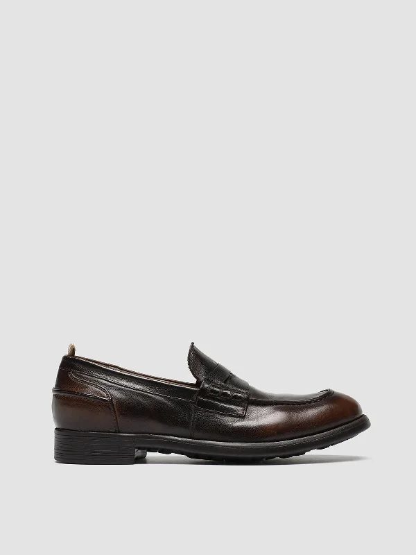 Men's Elegant Shoes CHRONICLE 056 - Brown Leather Penny Loafers