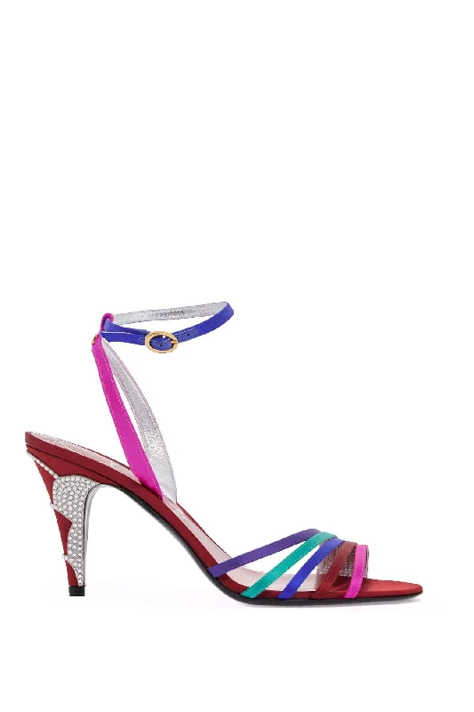 Men's Lightweight Boots Valentino Garavani Multicolor High Heel Sandals With Strass In Calfskin And Red Sole