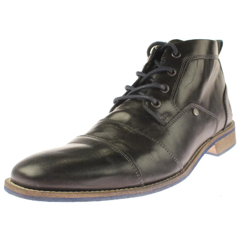 Men's Stylish Shoes Steve Madden Mens Kramerr Leather Square Toe Ankle Boots