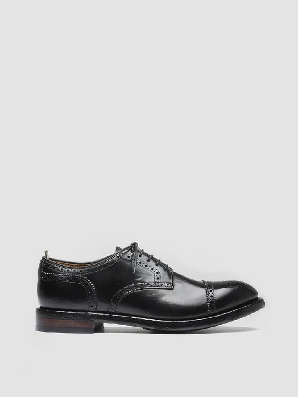 Clearance Sale On Men's Shoes TEMPLE 003 - Black Leather Derby Shoes