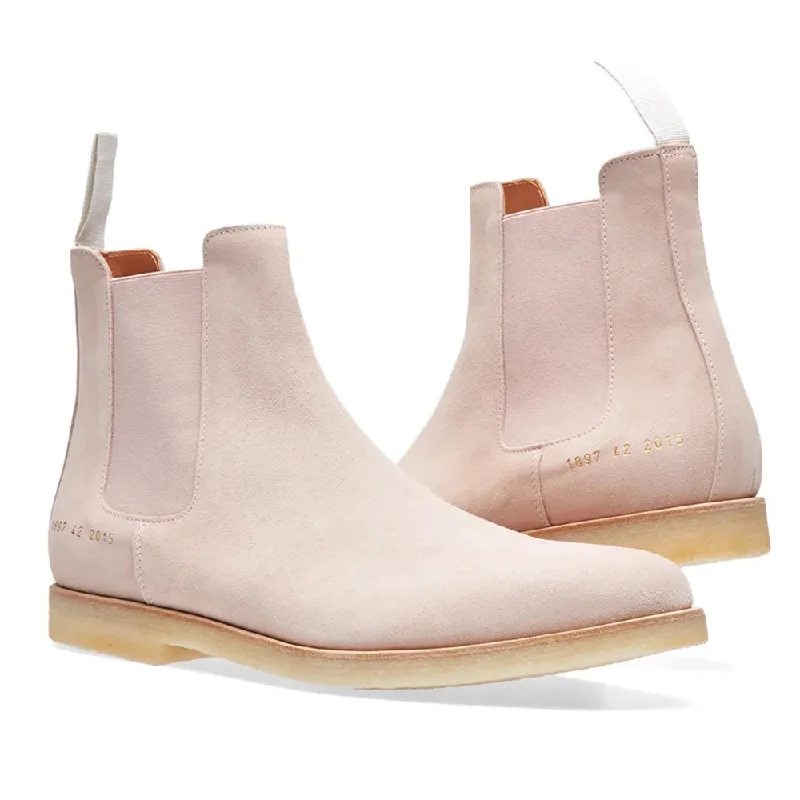 Men's Trendy Shoes Common Projects Men's Suede Chelsea Boot in Blush