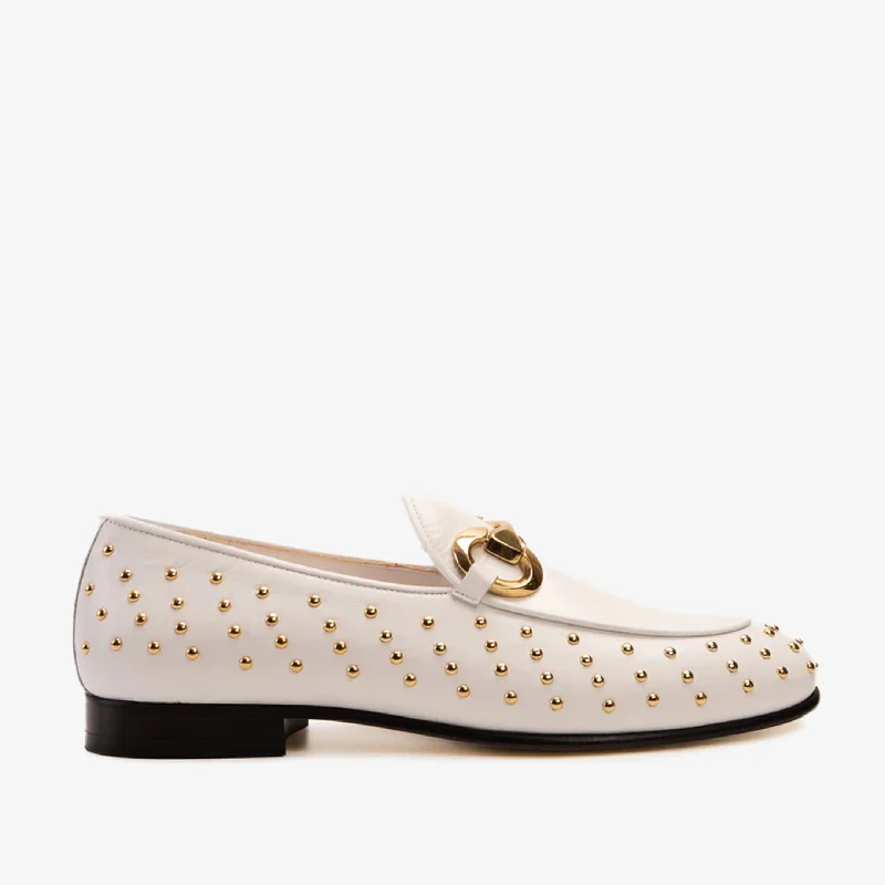 Men's Handcrafted Boots The Jupiter Shoe White Spike Leather Bit Dress Loafer Limited Edition Men Shoe Men's Handcrafted Boots The Jupiter Shoe White Spike Leather Bit Dress Loafer Limited Edition Men Shoe