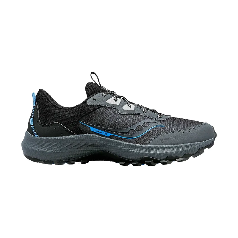 Men's Soft Shoes Saucony Men's Aura TR GTX Running Shoes - Shadow/Black