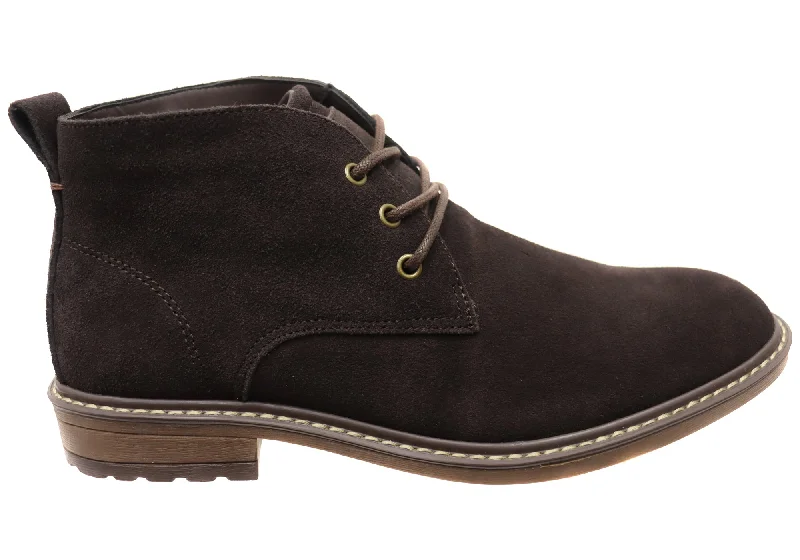 Men's Flexible Shoes Natural Comfort Boris Mens Leather Suede Comfortable Lace Up Boots