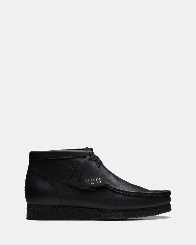 Men's Odor-Resistant Boots Wallabee Boot (M) Black Leather