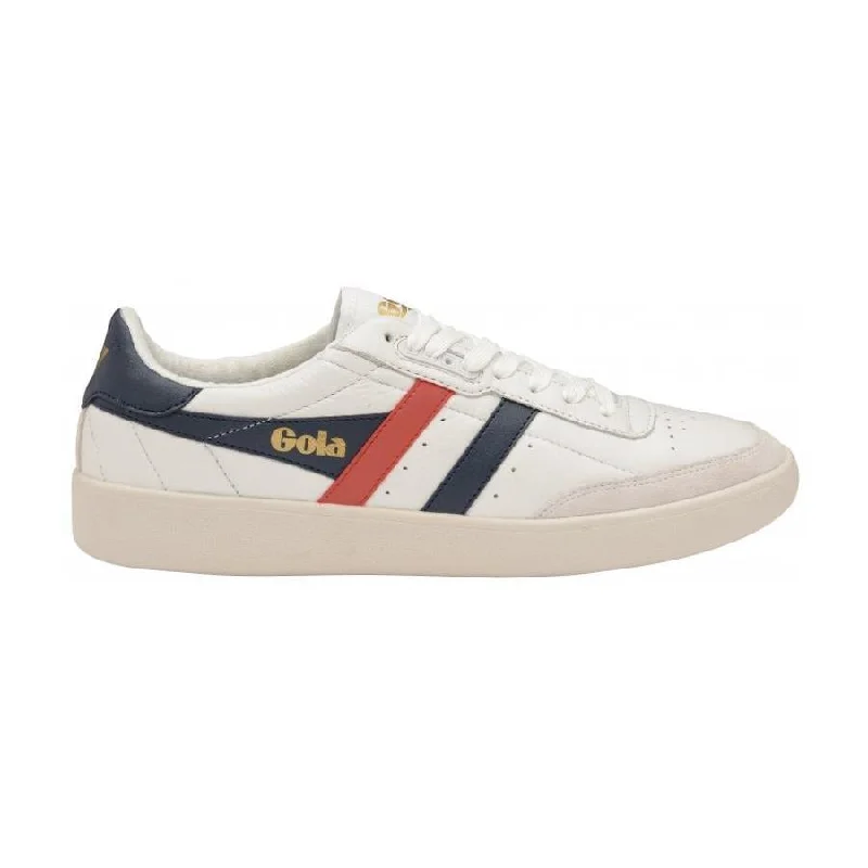 Fashion-Forward Shoes For Men Inca Leather Trainer (White + Navy + Red)
