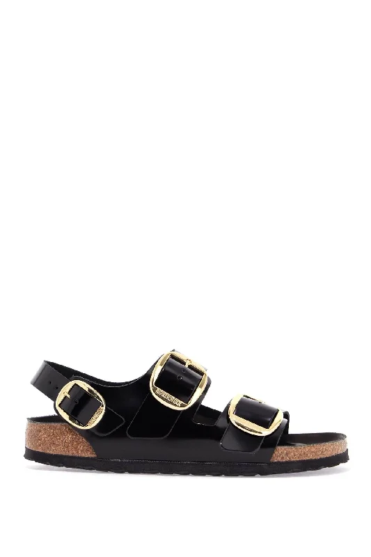 Men's Flexible Boots Birkenstock Black Leather Sandals With Three Large Buckles