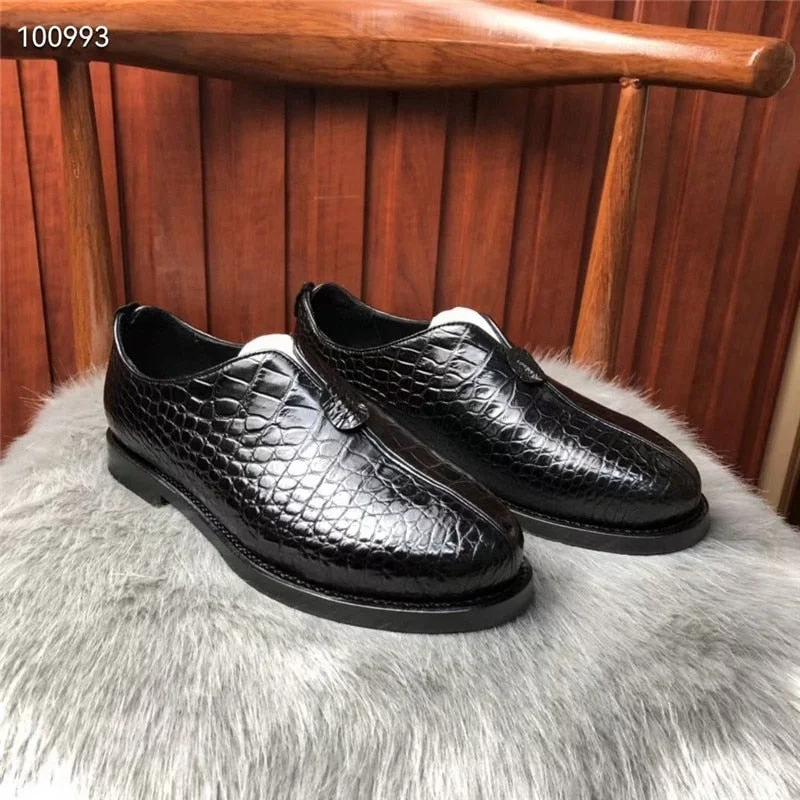 Men's Odor-Resistant Boots Men's Traditional Tang Suit Style Authentic Crocodile Skin Slip-on Loafers Men's Odor-Resistant Boots Men's Traditional Tang Suit Style Authentic Crocodile Skin Slip-on Loafers