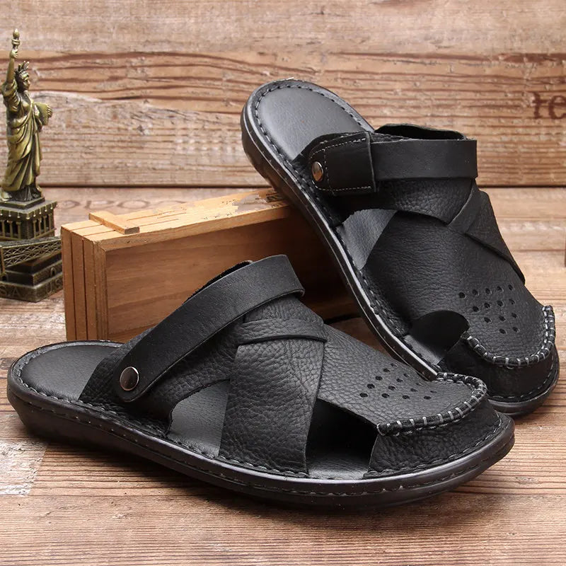 Men's Adaptive Fit Shoes Men's Summer Fashion Closed Toe Full Grain Leather Nonslip Sandals Men's Adaptive Fit Shoes Men's Summer Fashion Closed Toe Full Grain Leather Nonslip Sandals
