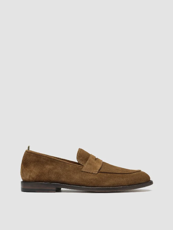 Men's Modern Boots OPERA 001 - Brown Suede Penny Loafers