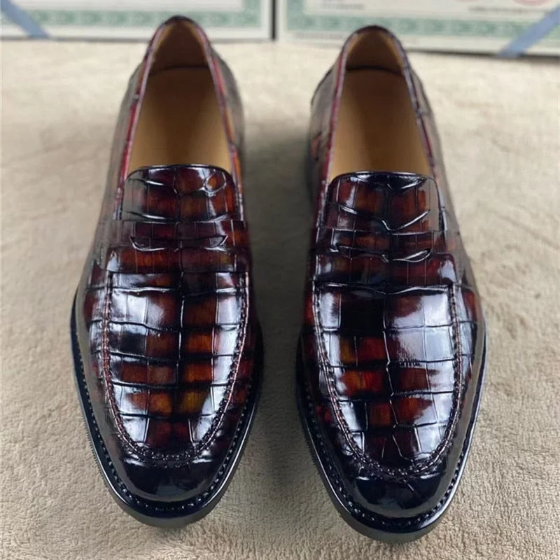 Men's Sporty Shoes Men's Handmade Authentic Crocodile Belly Skin Party Dress Shoes