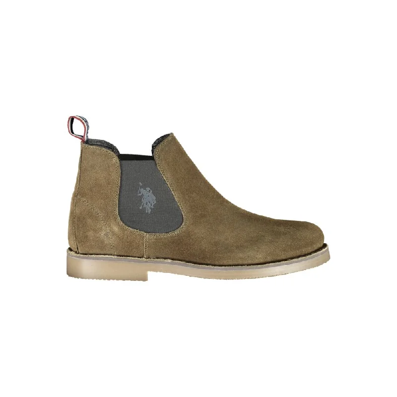 Men's Handcrafted Shoes U.S. POLO ASSN. Green Leather Men Ankle Men's Boot