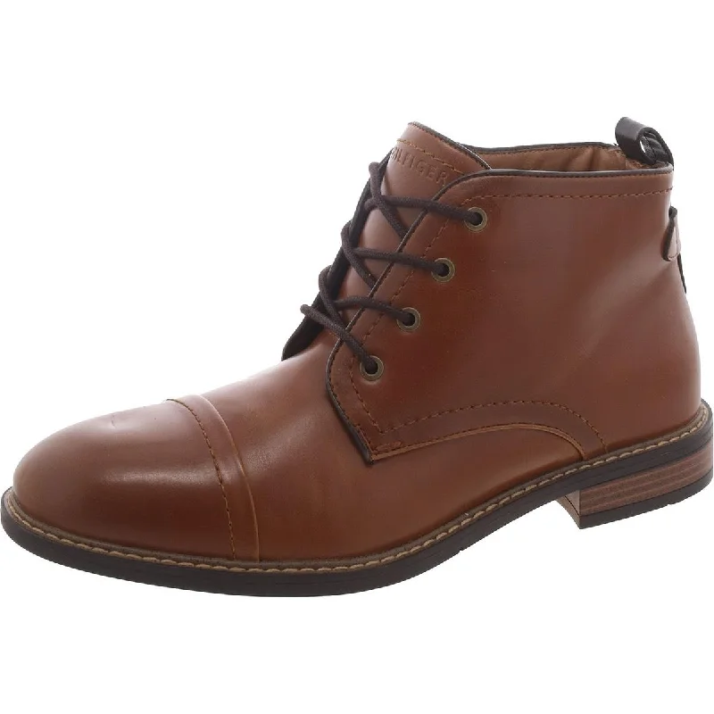 Men's Soft Boots Tommy Hilfiger Mens Veryl 2 Faux Leather Cap Toe Chukka Boots