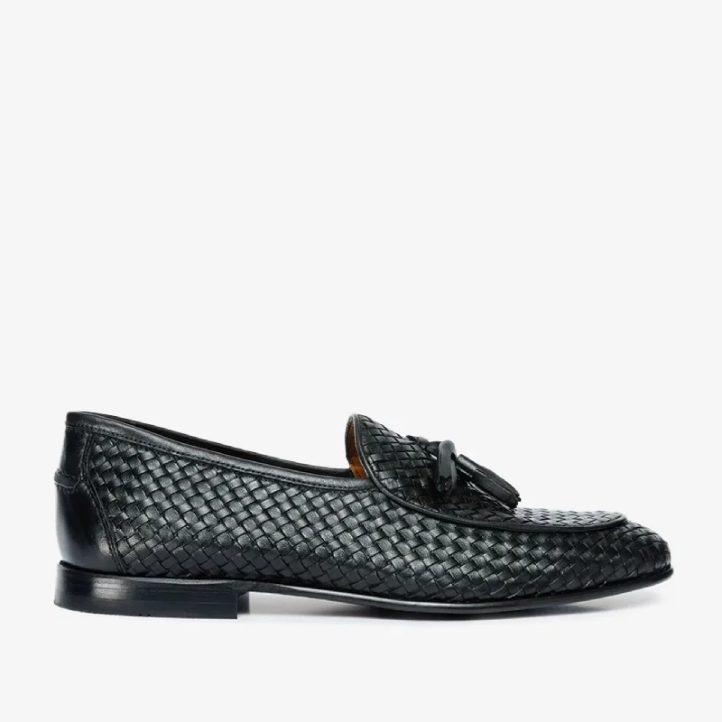 Men's Flexible Sole Shoes The Mclean Shoe Black Leather Woven Tassel Loafer Men Shoe Men's Flexible Sole Shoes The Mclean Shoe Black Leather Woven Tassel Loafer Men Shoe
