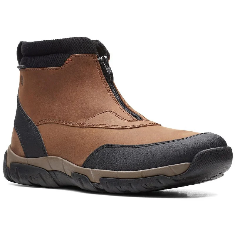 Men's Comfortable Boots Clarks Mens Groove Zip ll Leather Ankle Hiking Boots