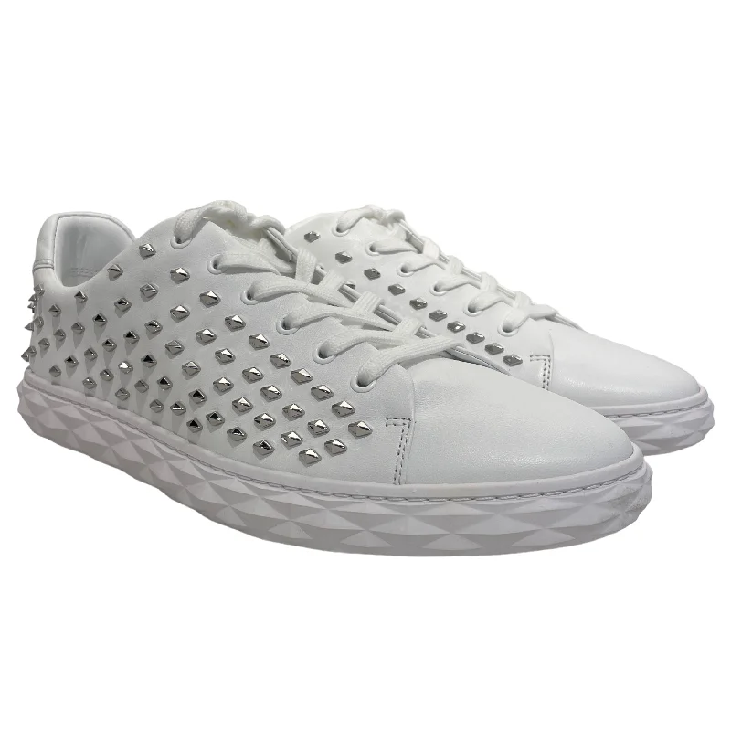Men's Cushioned Shoes JIMMY CHOO/Low-Sneakers/US 10/Leather/WHT/Studded