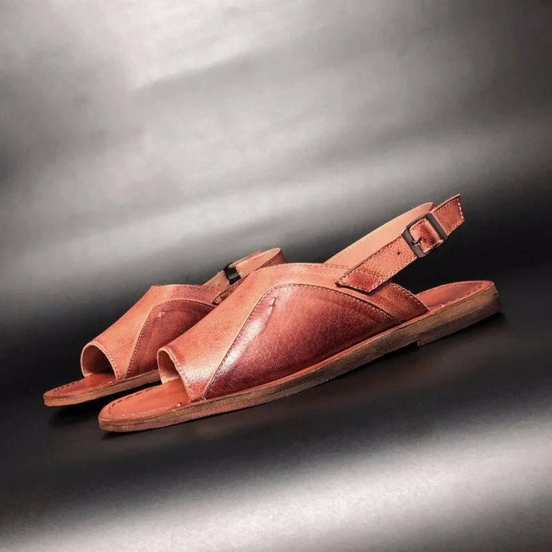 Men's Supportive Boots Men's Vintage Summer Genuine Leather Buckle Strap Open Toe Sandals Men's Supportive Boots Men's Vintage Summer Genuine Leather Buckle Strap Open Toe Sandals