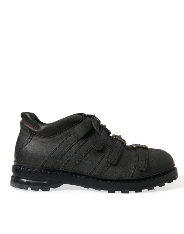 Men's All-Season Shoes Dolce & Gabbana Black Leather Ankle Strap Men's Boots