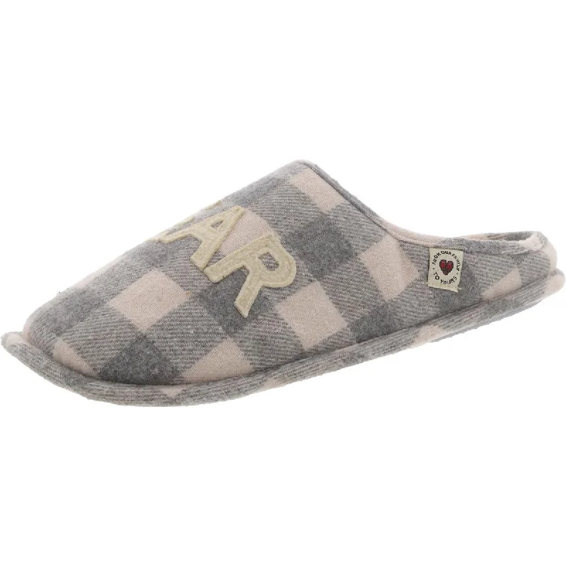 Men's Anti-Slip Shoes Mens Plaid Faux Fur Lined Slide Slippers