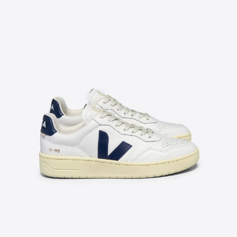 Men's Casual Shoes V-90 Leather Sneaker (White + Nautico)