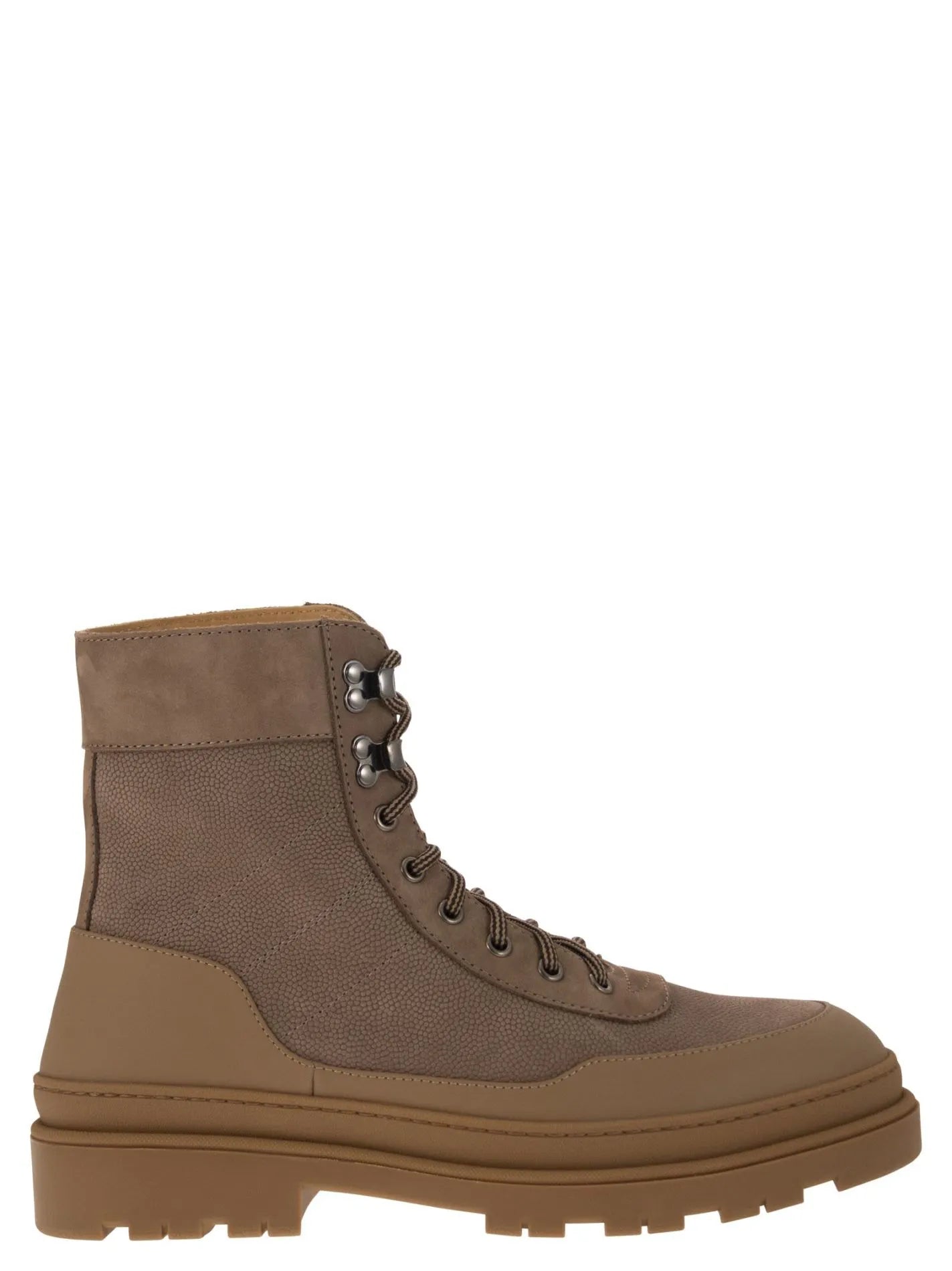 Men's Elegant Shoes Brunello Cucinelli Pebbled Leather Ankle Boots in Brown