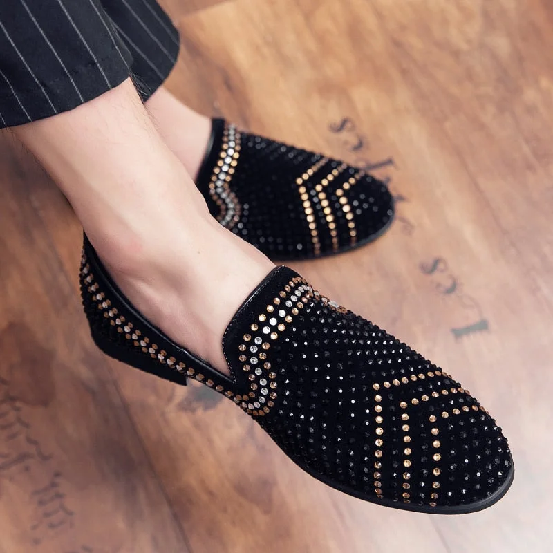Men's Anti-Slip Boots Men's Luxury Italian Style Rhinestone Nightclub Wedding Loafers Shoes Men's Anti-Slip Boots Men's Luxury Italian Style Rhinestone Nightclub Wedding Loafers Shoes