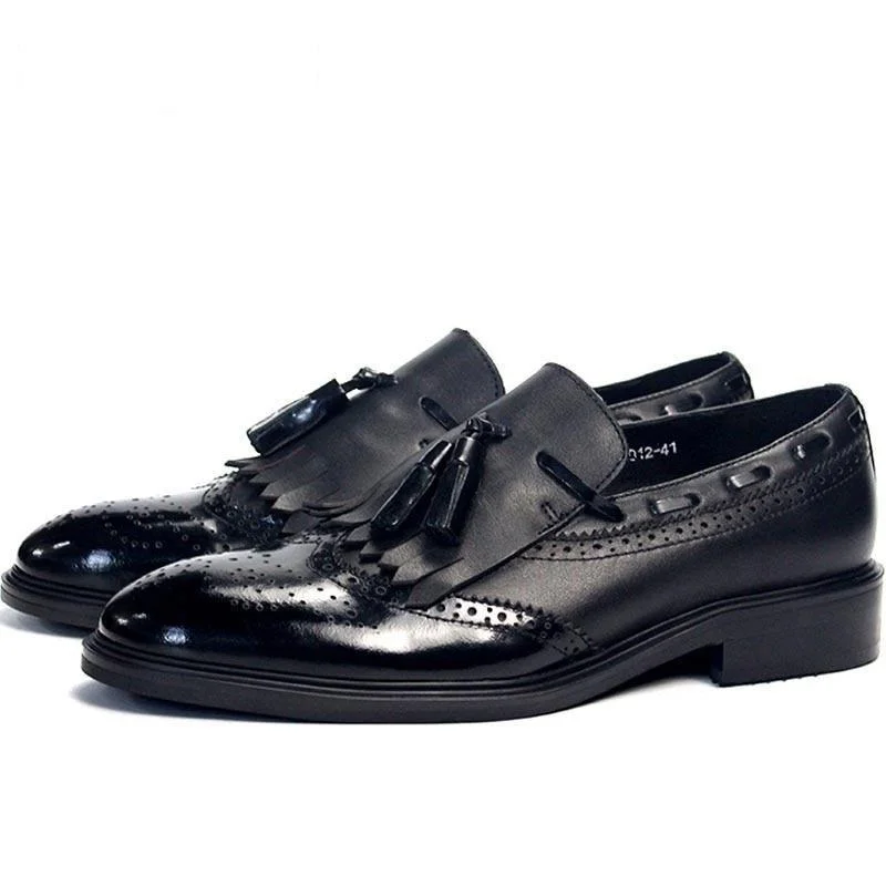 Men's Breathable Shoes Men's Leather Slip On Tassels Wing Tip Vintage Shoes for Business Men's Breathable Shoes Men's Leather Slip On Tassels Wing Tip Vintage Shoes for Business