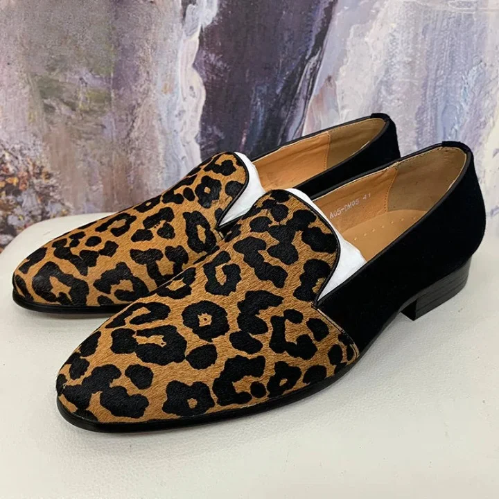Exclusive Online Sale On Durable Shoes Luxury Genuine Leather Leopard Printed Slip-on Casual Loafers for Men Exclusive Online Sale On Durable Shoes Luxury Genuine Leather Leopard Printed Slip-on Casual Loafers for Men