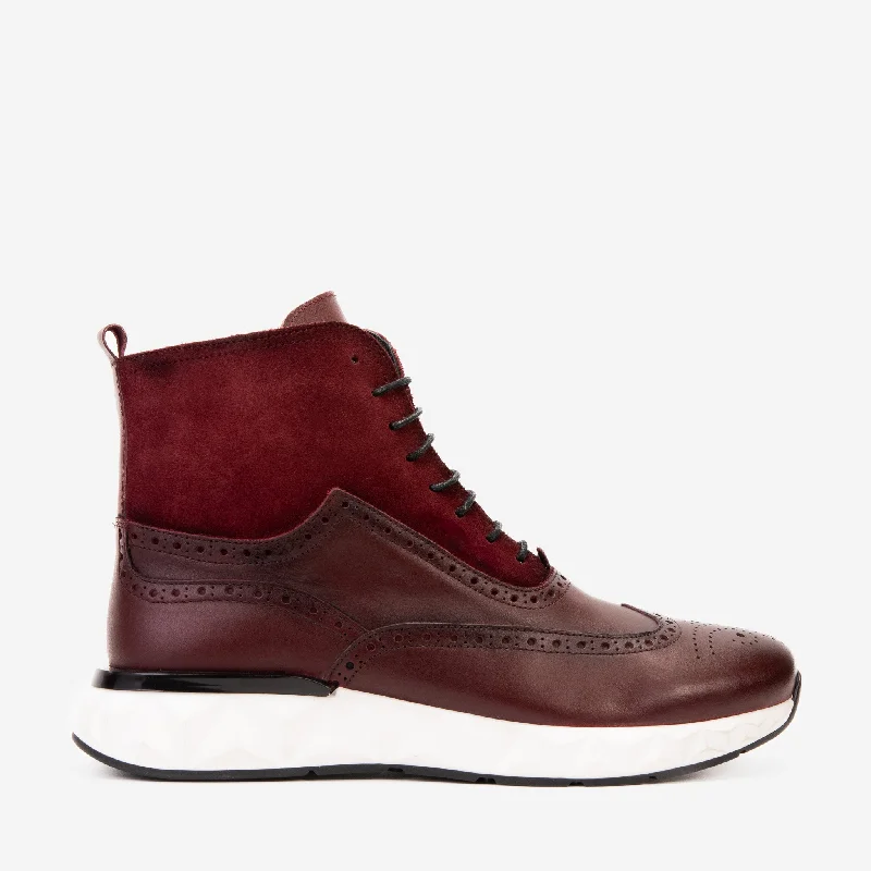 Men's Flexible Sole Boots The Regent Burgundy Leather Wingtip Brogue Men Casual Boot Men's Flexible Sole Boots The Regent Burgundy Leather Wingtip Brogue Men Casual Boot