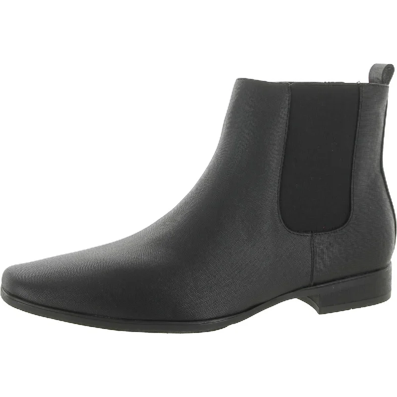 Men's Classic Shoes Calvin Klein Mens Brayden Faux Leather Embossed Ankle Boots
