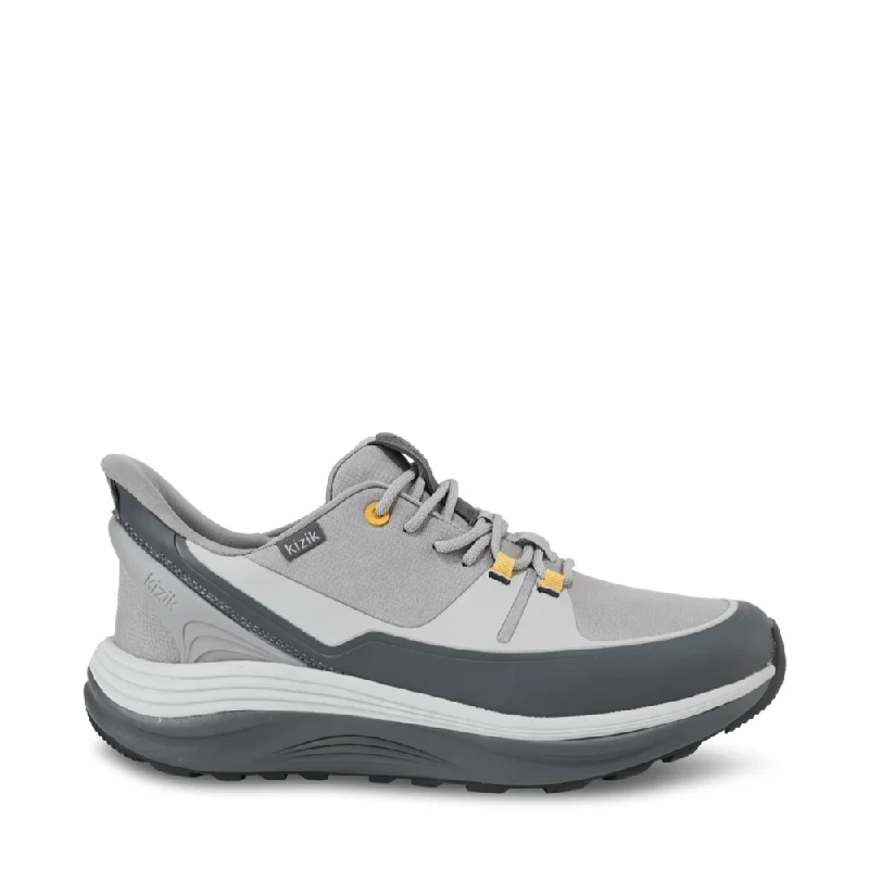 Men's Moisture-Wicking Shoes Kizik Men's London AT Hands Free Tie Sneaker in Alloy/Poppyseed