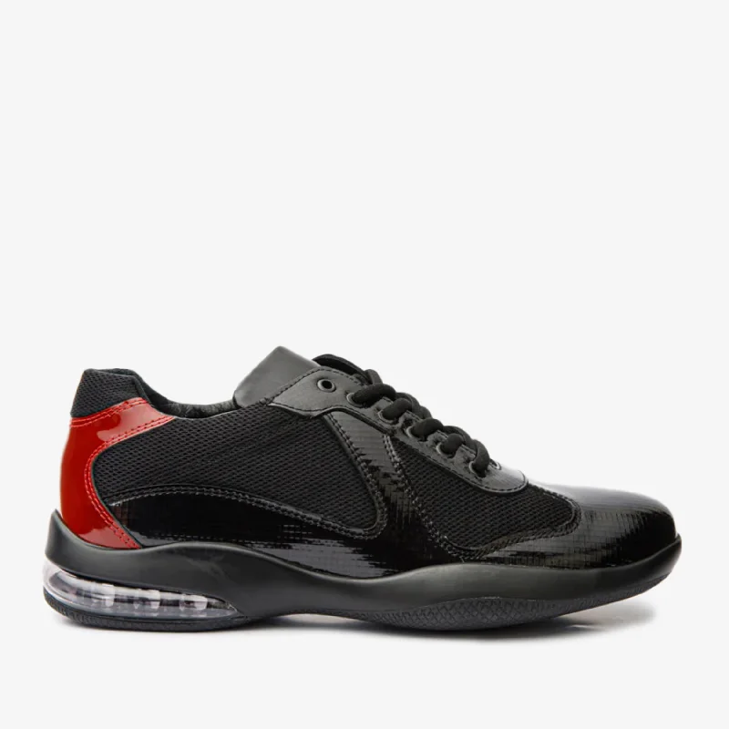 Men's Casual Shoes The Zona Black & Red Leather Men Sneaker Final Sale!