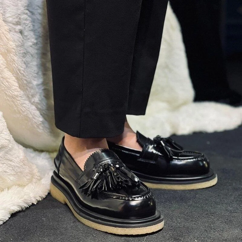 Men's All-Season Shoes Designer Leather Round toe Platform Tassel Loafers for Casual and Office Men's All-Season Shoes Designer Leather Round toe Platform Tassel Loafers for Casual and Office
