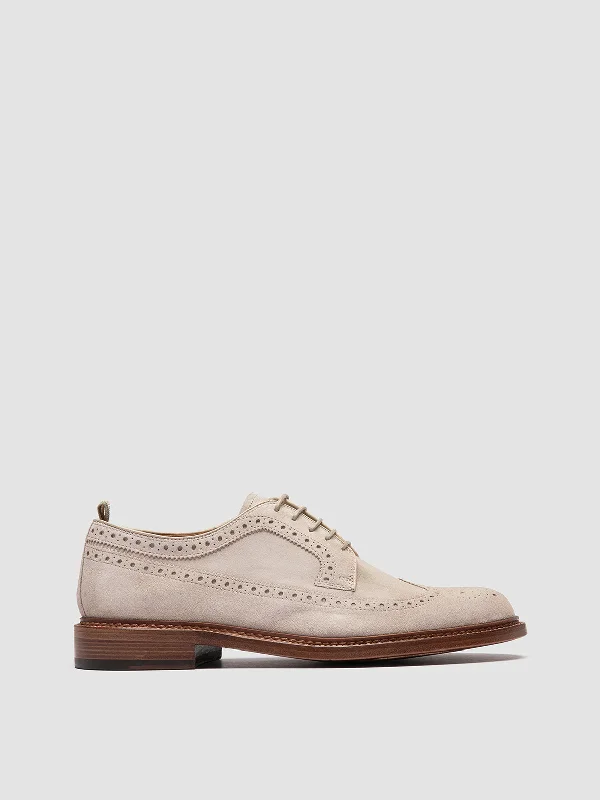 Men's High-Quality Boots ASTON 003 - Beige Suede Derby Shoes